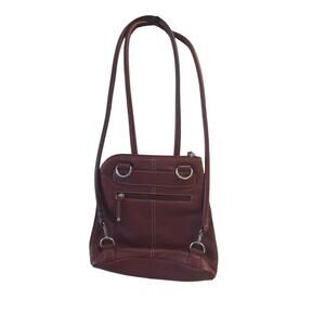 Clark's Pebbled Burgundy 100% Leather Convertible Handbag Backpack